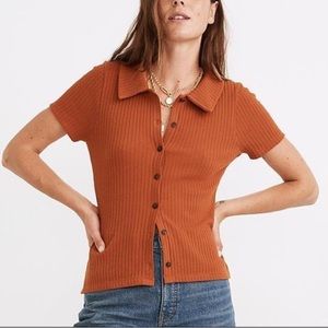 madewell ribbed polo button-front tee